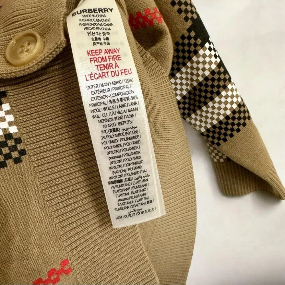 NWT Authentic  Burberry Kids Wool-Blend Check Cardigan - Picture 5 of 7